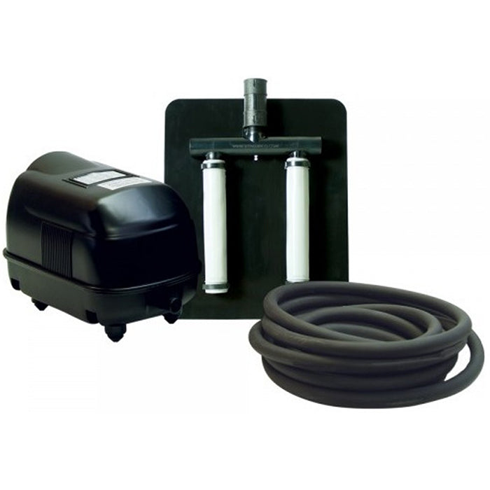 KoiAir 1 Aeration Kit circulates water from the bottom of the pond to increase oxygen exchange.  The black airline is included in this kit.